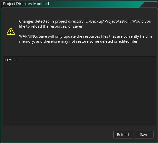 GameMaker IDE Reload Window